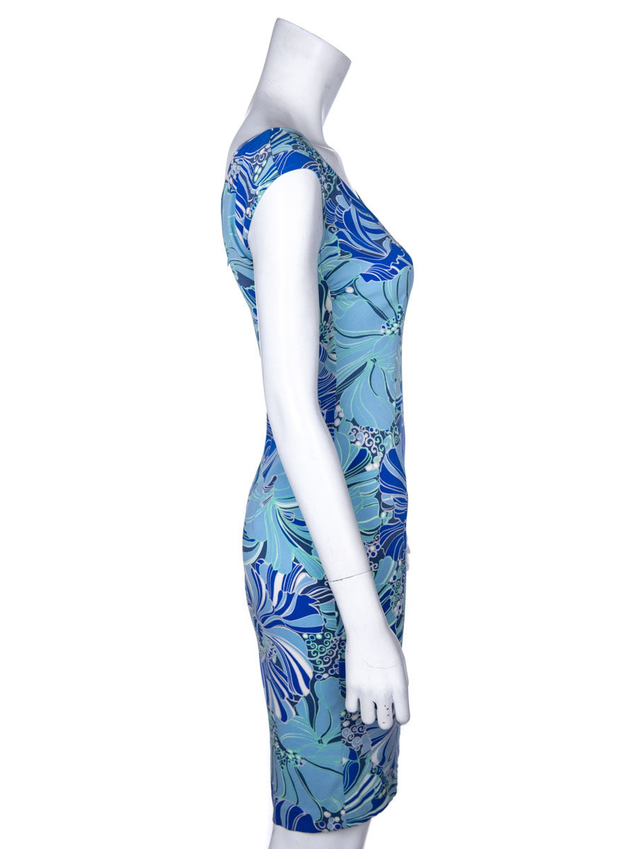 Dolce & Gabbana Blue Floral Print Silk Dress Size XS | IT 40 - Love that Bag etc - Preowned Authentic Designer Handbags & Preloved Fashions