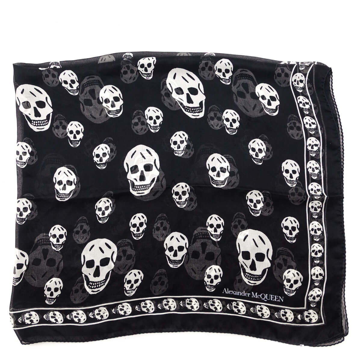 Alexander McQueen Black & White Silk Skull Scarf - Love that Bag etc - Preowned Authentic Designer Handbags & Preloved Fashions