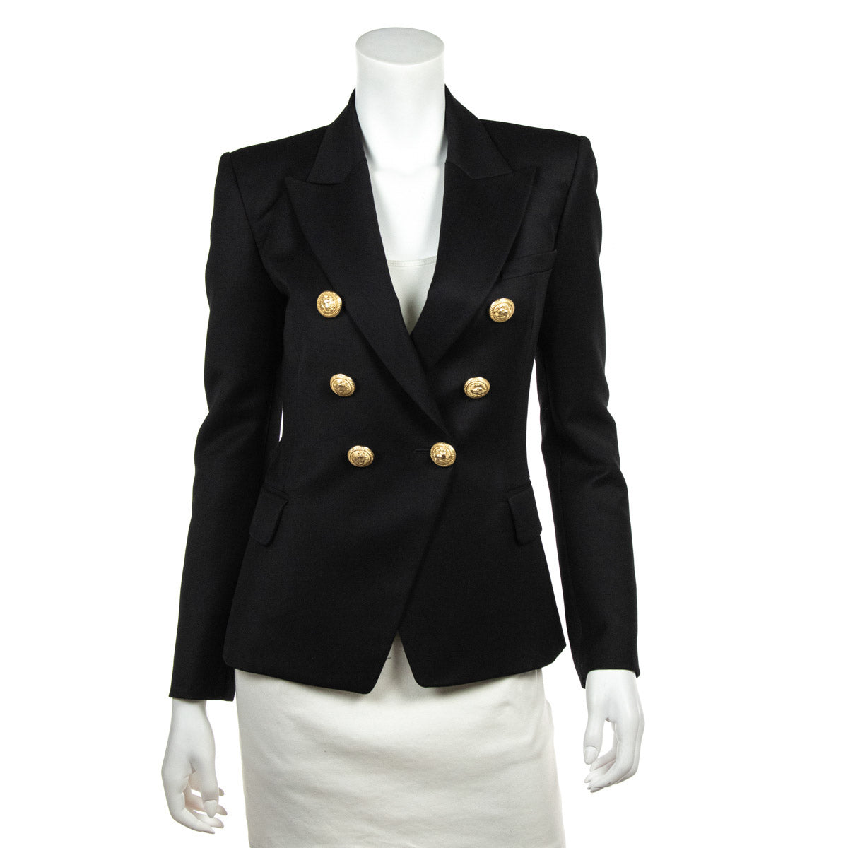 Balmain Black Wool Double Breasted Blazer Size S | FR 38 - Love that Bag etc - Preowned Authentic Designer Handbags & Preloved Fashions