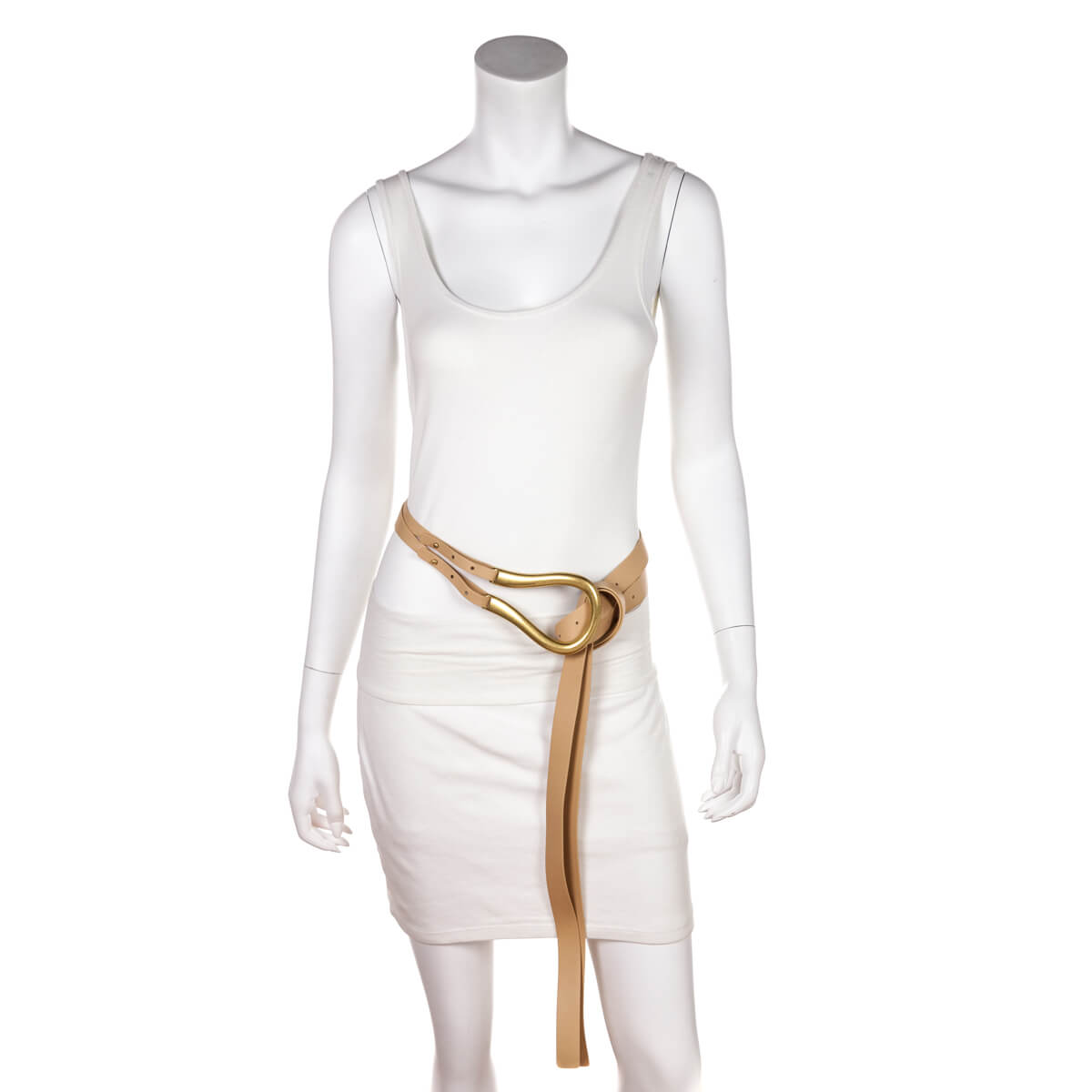 Bottega Veneta Beige Leather Double Skinny Horseshoe Belt Size M - Love that Bag etc - Preowned Authentic Designer Handbags & Preloved Fashions