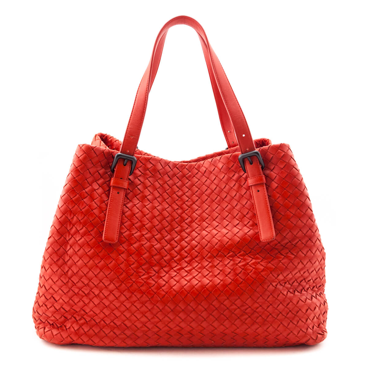 Bottega Veneta Red Nappa Intrecciato Large Cesta Tote - Love that Bag etc - Preowned Authentic Designer Handbags & Preloved Fashions