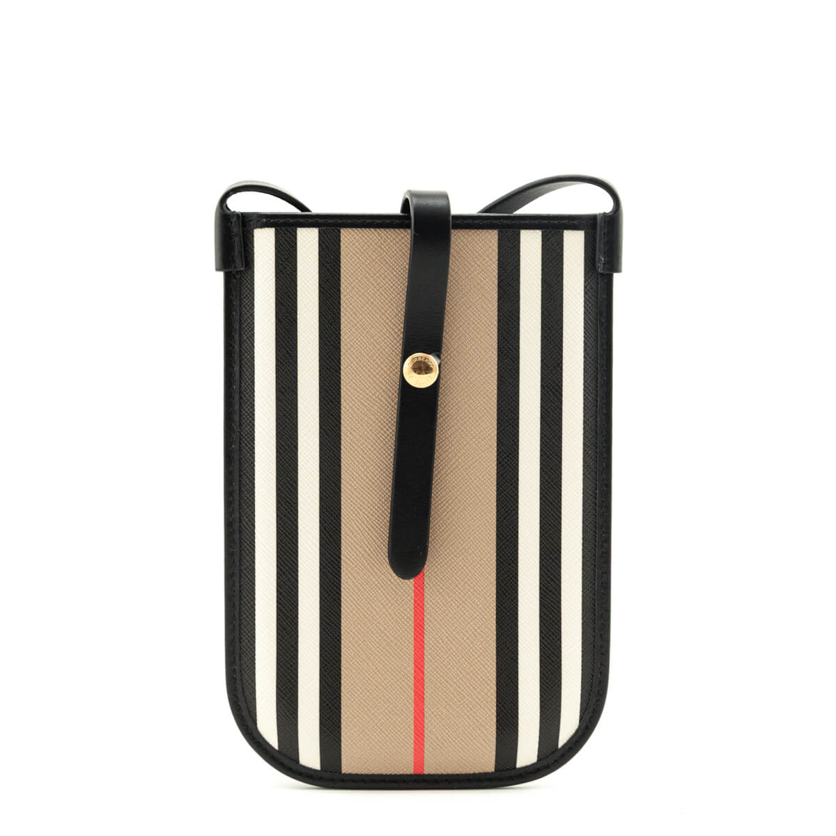 Burberry Archive Beige E-Canvas Calfskin Icon Stripe Anne Phone Case With Strap - Love that Bag etc - Preowned Authentic Designer Handbags & Preloved Fashions
