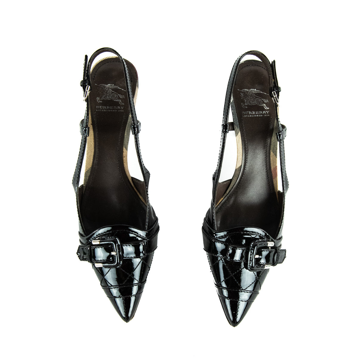 Burberry Black Patent Buckle Slingbacks Size US 7.5 | EU 37.5 - Love that Bag etc - Preowned Authentic Designer Handbags & Preloved Fashions