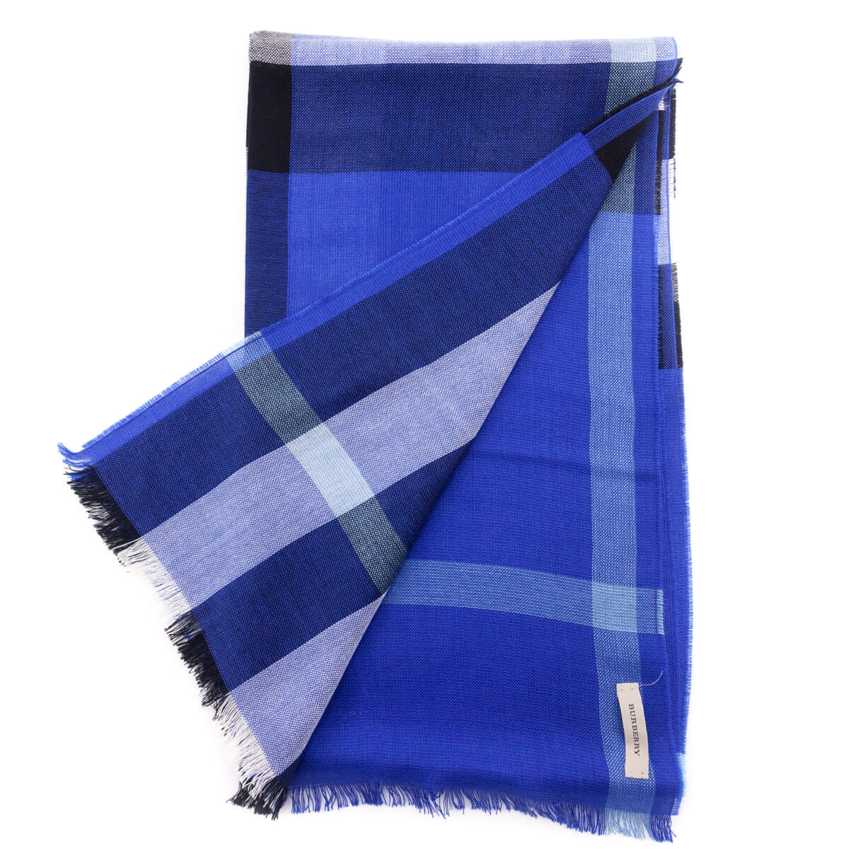 Burberry Blue Silk & Cashmere Check Scarf - Love that Bag etc - Preowned Authentic Designer Handbags & Preloved Fashions