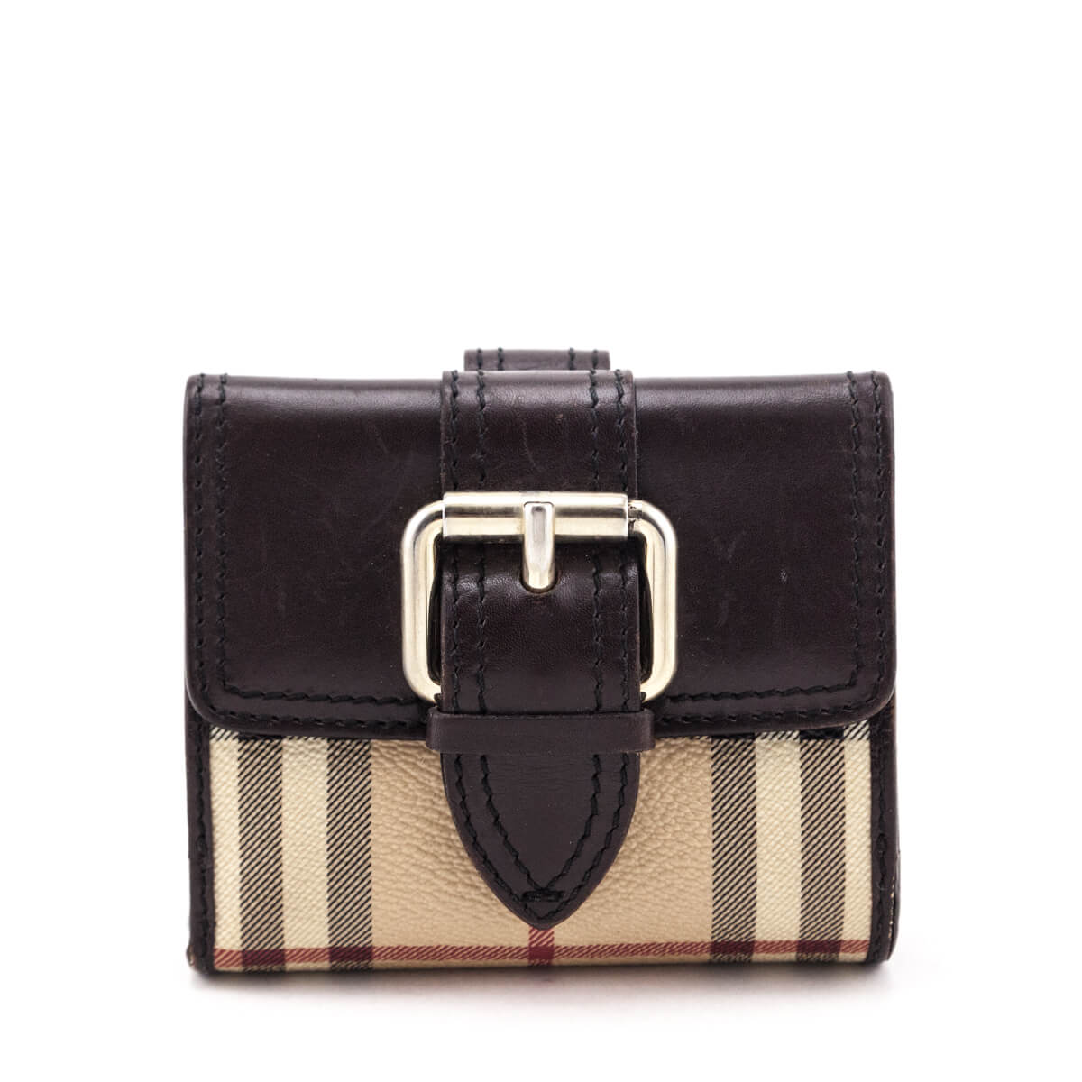 Burberry Haymarket Check Buckle Compact Wallet - Love that Bag etc - Preowned Authentic Designer Handbags & Preloved Fashions