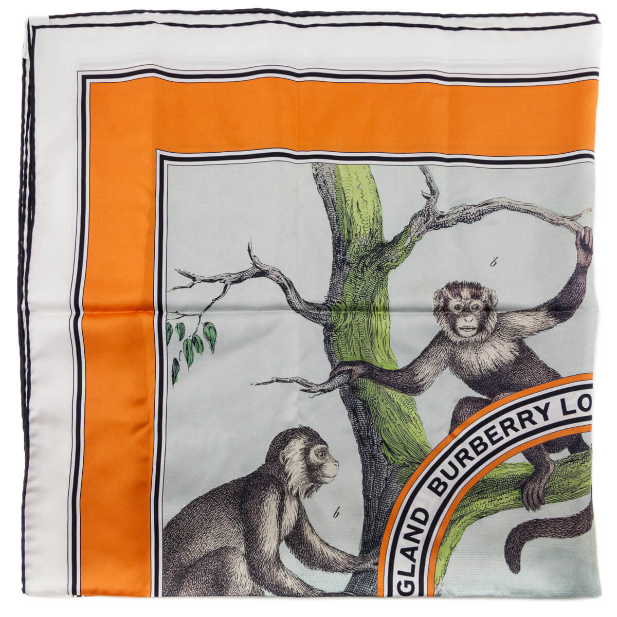 Burberry London Orange Monkey Print Silk Scarf - Love that Bag etc - Preowned Authentic Designer Handbags & Preloved Fashions