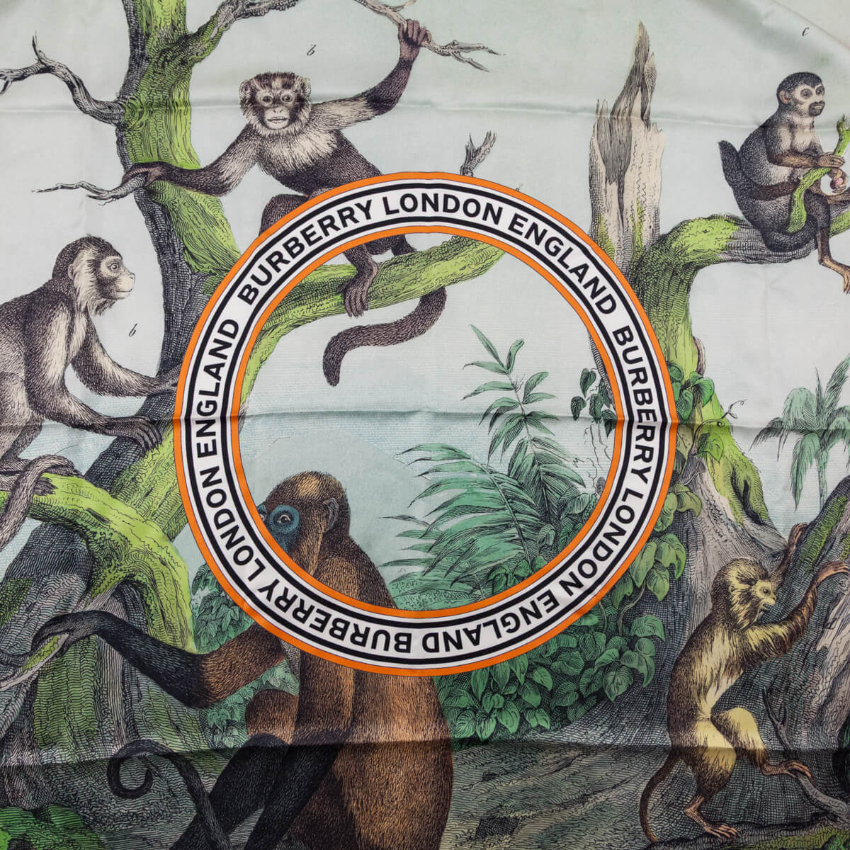 Burberry London Orange Monkey Print Silk Scarf - Love that Bag etc - Preowned Authentic Designer Handbags & Preloved Fashions