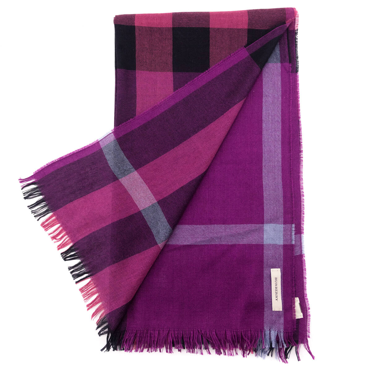 Burberry Magenta Silk & Cashmere Check Scarf - Love that Bag etc - Preowned Authentic Designer Handbags & Preloved Fashions