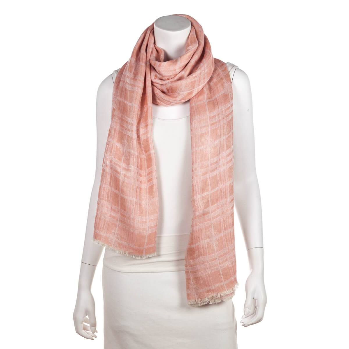 Burberry Pink Linen Blend Check Oblong Scarf - Love that Bag etc - Preowned Authentic Designer Handbags & Preloved Fashions