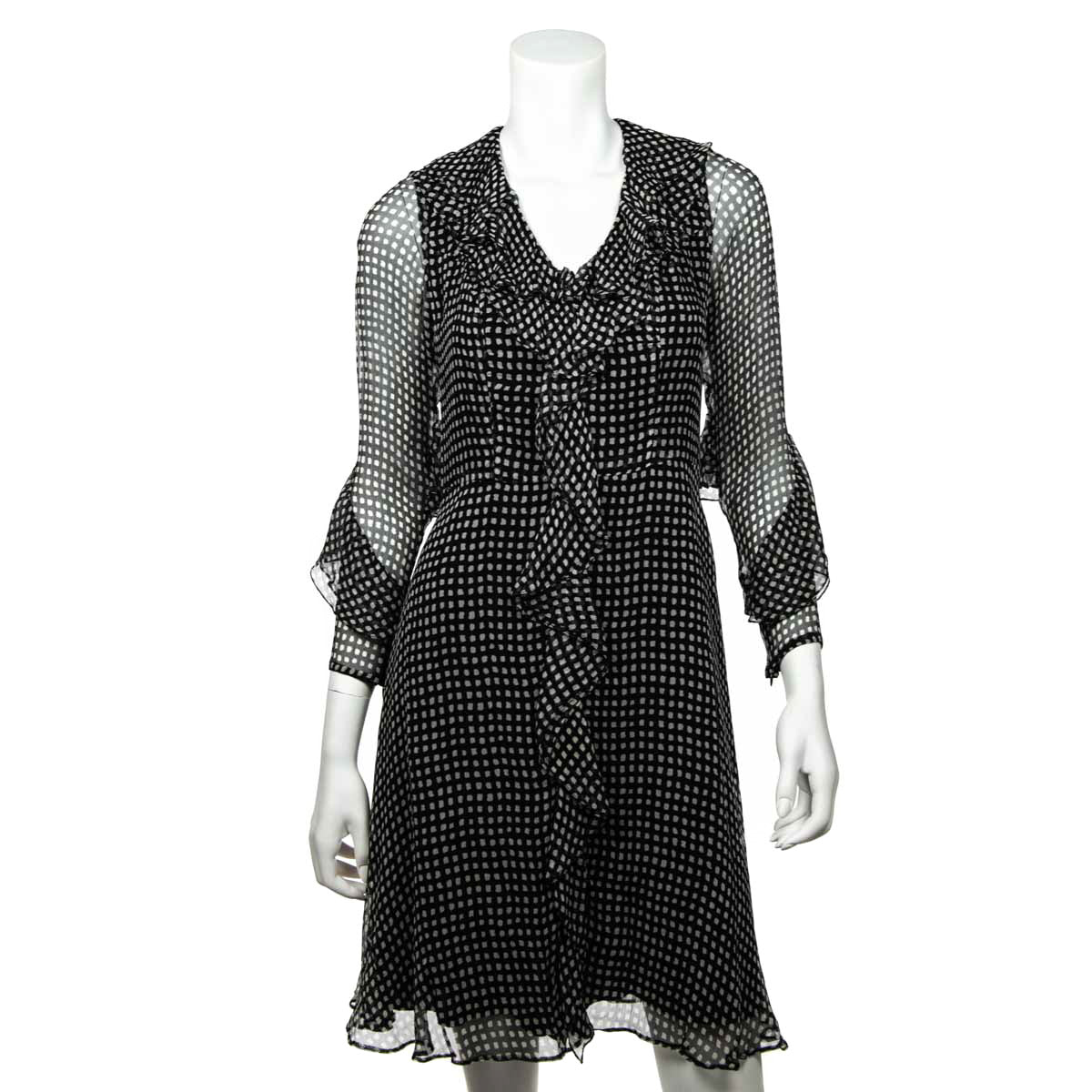 Carolina Herrera Black & White Silk Polka Dot Ruffle Dress Size XS - Love that Bag etc - Preowned Authentic Designer Handbags & Preloved Fashions