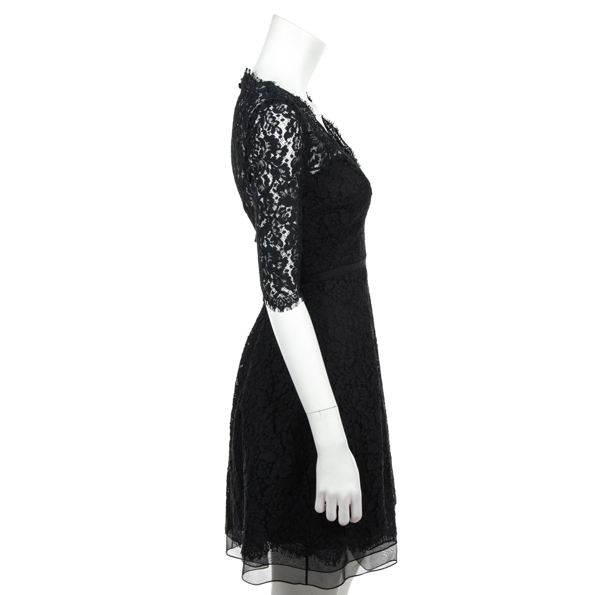 Carolina Herrera Black Lace V-Neck Dress Size XXS | US 2 - Love that Bag etc - Preowned Authentic Designer Handbags & Preloved Fashions