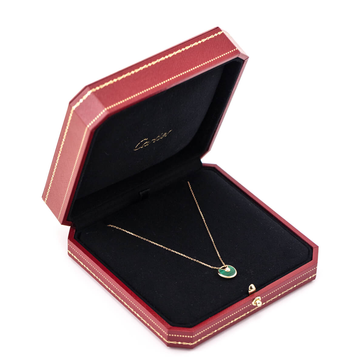 Cartier 18K Pink Gold Diamond Malachite XS Amulette de Cartier Pendant Necklace - Love that Bag etc - Preowned Authentic Designer Handbags & Preloved Fashions