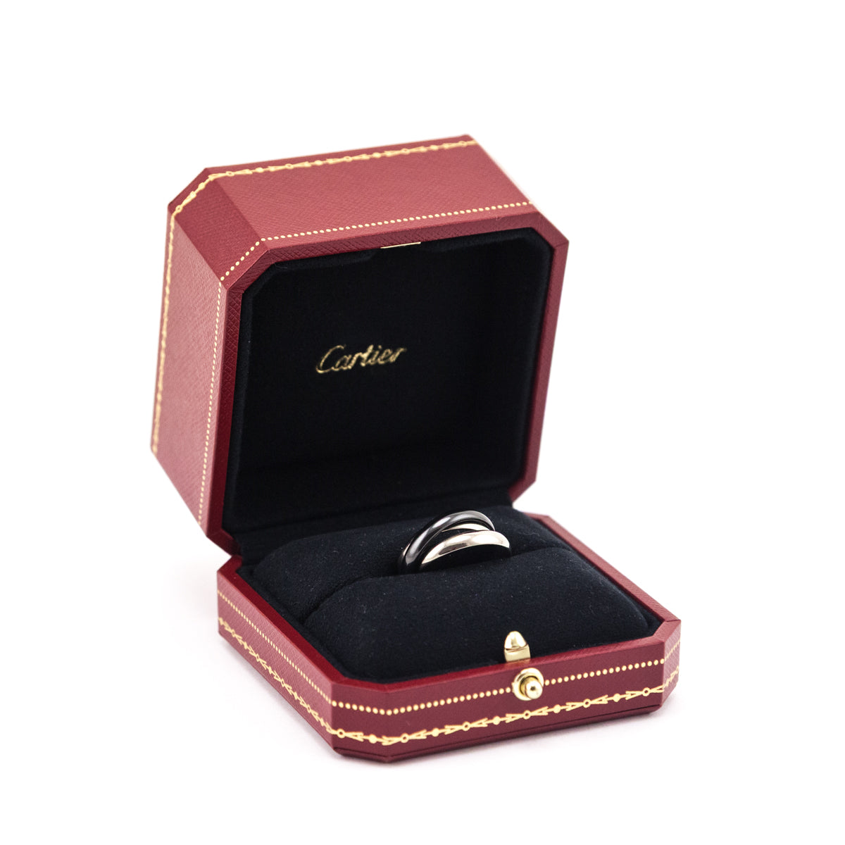 Cartier 18K White Gold Black Ceramic Trinity Ring - Love that Bag etc - Preowned Authentic Designer Handbags & Preloved Fashions