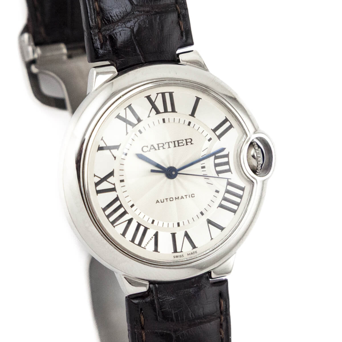 Cartier Crocodile & Stainless Steel 36mm Ballon Bleu De Cartier Automatic Watch - Love that Bag etc - Preowned Authentic Designer Handbags & Preloved Fashions