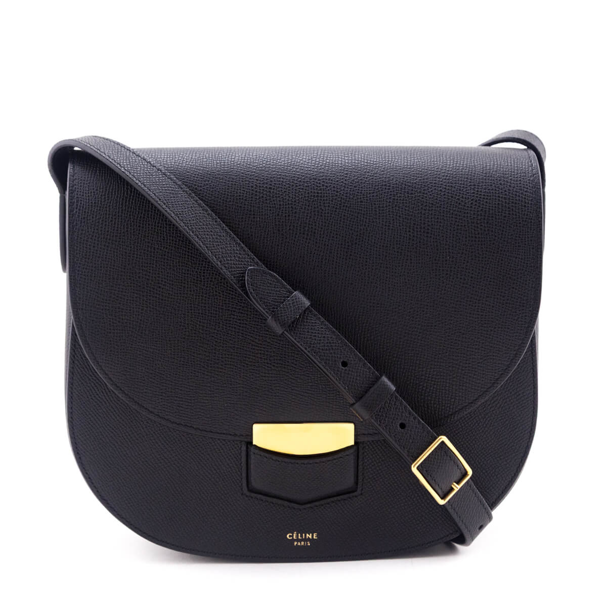 Celine Black Grained Calfskin Medium Trotteur Bag - Love that Bag etc - Preowned Authentic Designer Handbags & Preloved Fashions