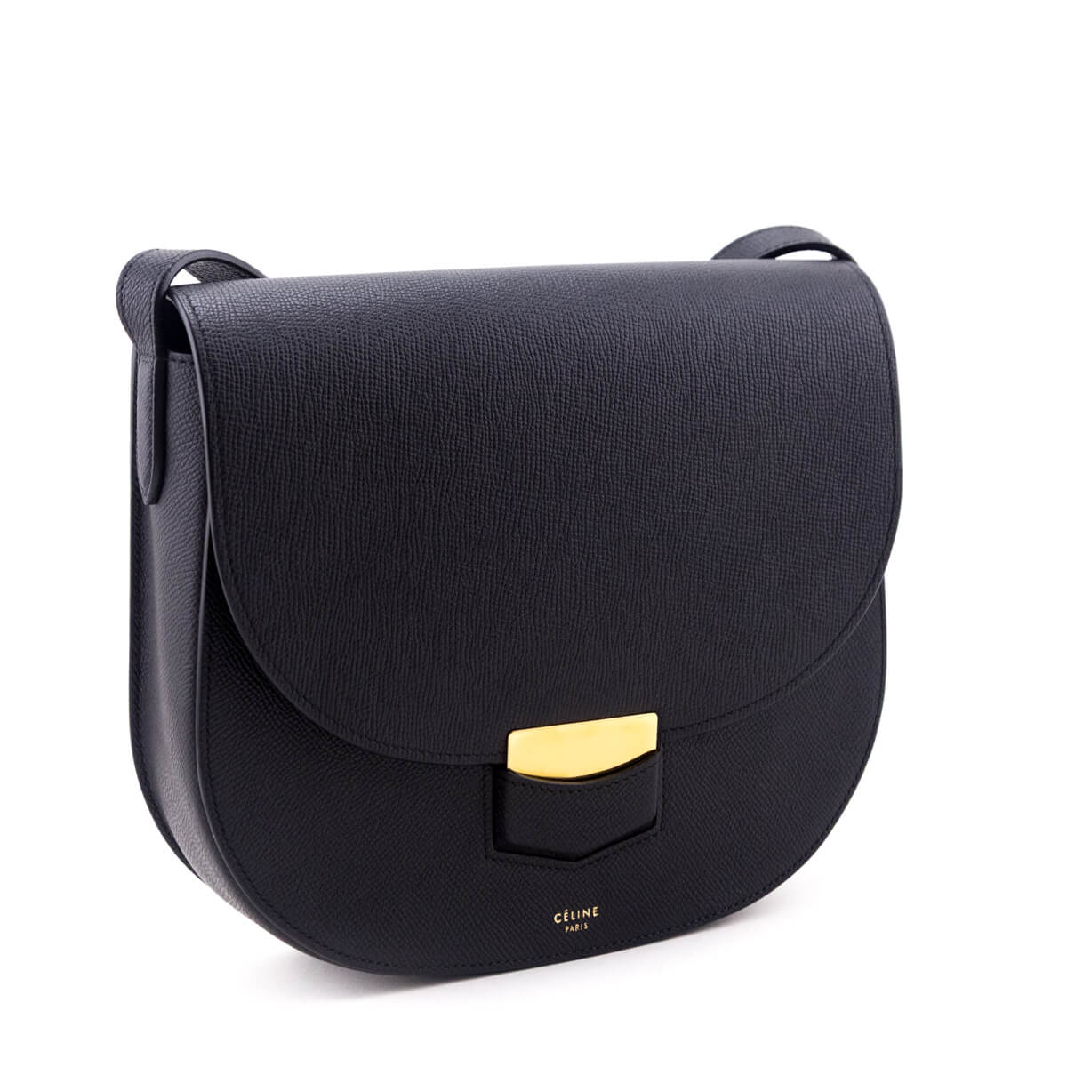 Celine Black Grained Calfskin Medium Trotteur Bag - Love that Bag etc - Preowned Authentic Designer Handbags & Preloved Fashions