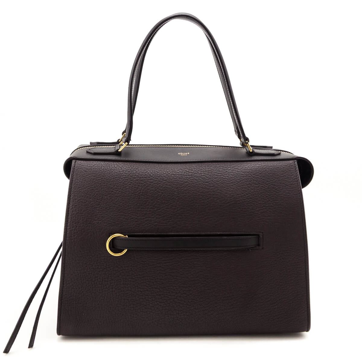 Celine Brown Black Goatskin Smooth Calfskin Medium Ring Bag - Love that Bag etc - Preowned Authentic Designer Handbags & Preloved Fashions