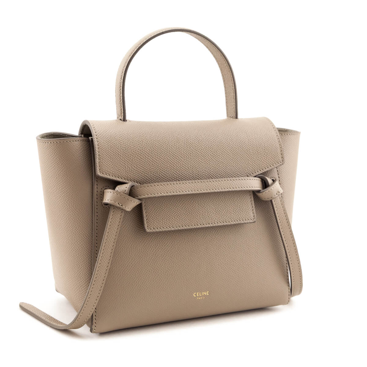 Celine Light Taupe Grained Calfskin Nano Belt Bag - Love that Bag etc - Preowned Authentic Designer Handbags & Preloved Fashions