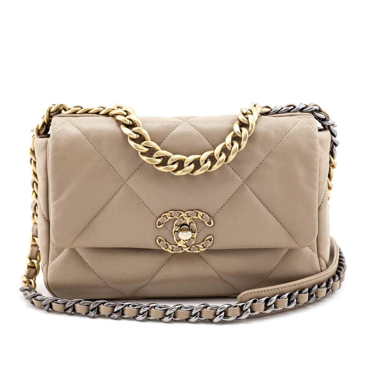 Chanel Beige Lambskin Quilted Medium Chanel 19 - Love that Bag etc - Preowned Authentic Designer Handbags & Preloved Fashions