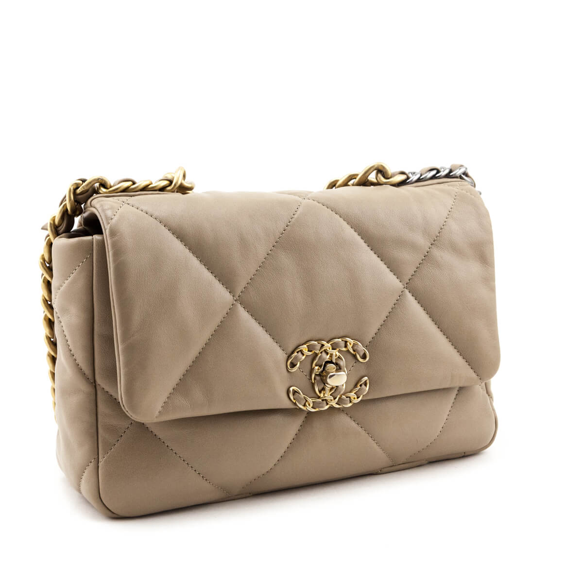 Chanel Beige Lambskin Quilted Medium Chanel 19 - Love that Bag etc - Preowned Authentic Designer Handbags & Preloved Fashions