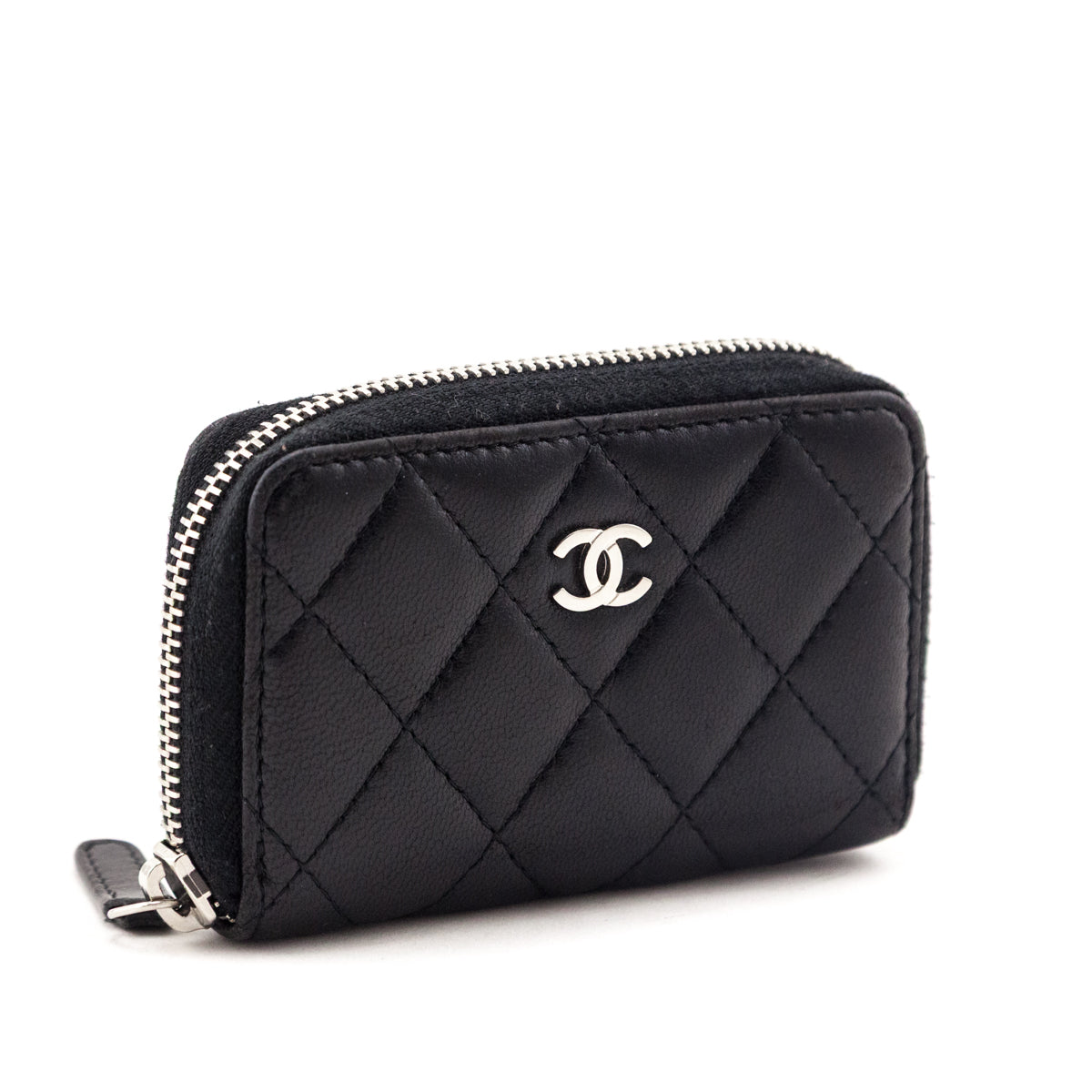 Chanel Black Quilted Lambskin Zip Around Coin Purse Wallet - Love that Bag etc - Preowned Authentic Designer Handbags & Preloved Fashions
