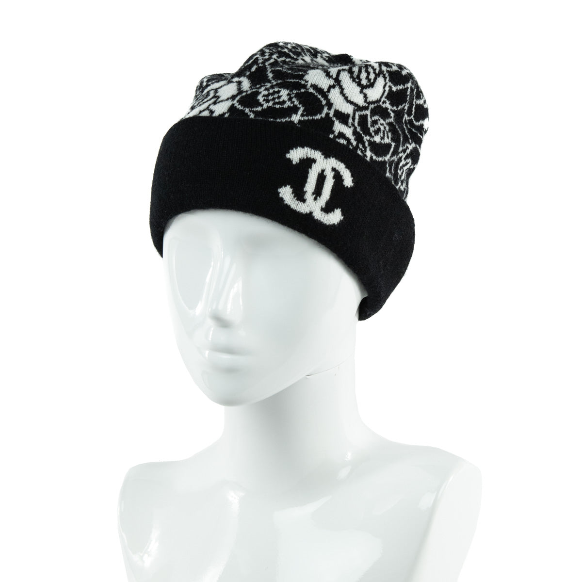 Chanel Black & White Cashmere Camellia Beanie - Love that Bag etc - Preowned Authentic Designer Handbags & Preloved Fashions