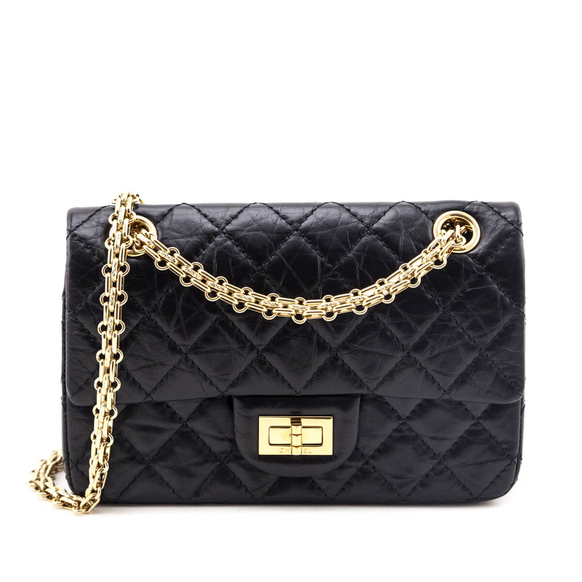 Chanel Black Aged Calfskin Quilted 2.55 Reissue Mini Flap Bag - Love that Bag etc - Preowned Authentic Designer Handbags & Preloved Fashions