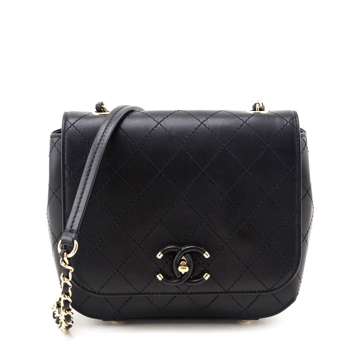 Chanel Black Calfskin Stitched Small Covered CC Flap Bag - Love that Bag etc - Preowned Authentic Designer Handbags & Preloved Fashions