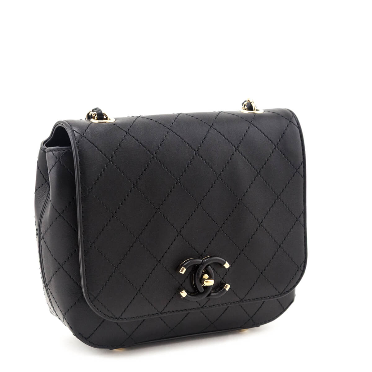 Chanel Black Calfskin Stitched Small Covered CC Flap Bag - Love that Bag etc - Preowned Authentic Designer Handbags & Preloved Fashions