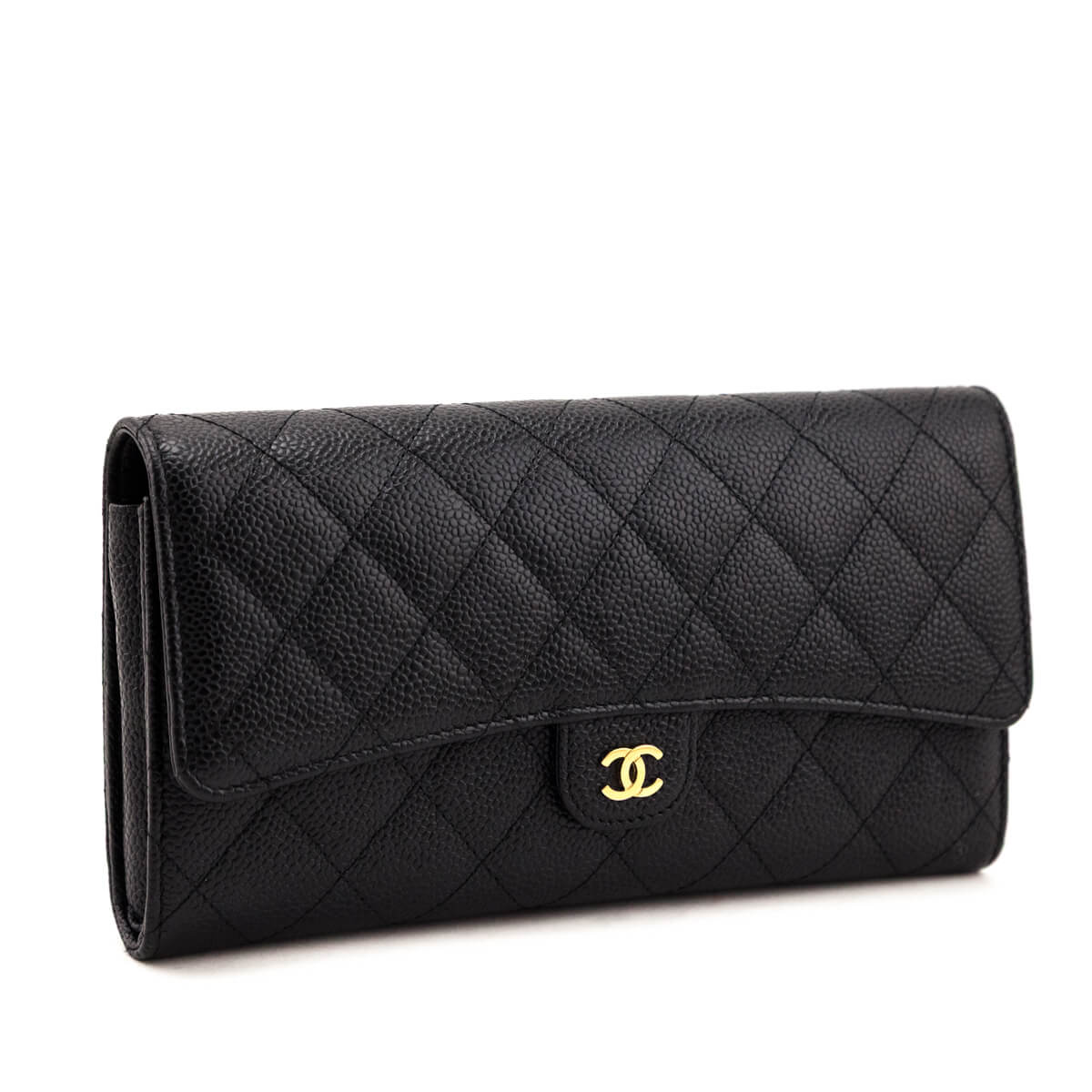 Chanel Black Caviar Quilted Travel Wallet Clutch - Love that Bag etc - Preowned Authentic Designer Handbags & Preloved Fashions