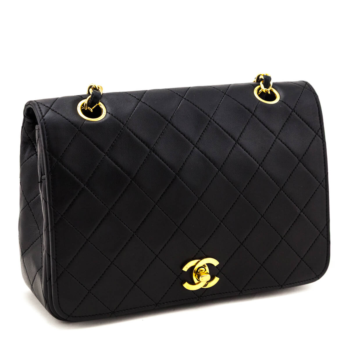 Chanel Black Lambskin Quilted Vintage Full Flap Bag - Love that Bag etc - Preowned Authentic Designer Handbags & Preloved Fashions