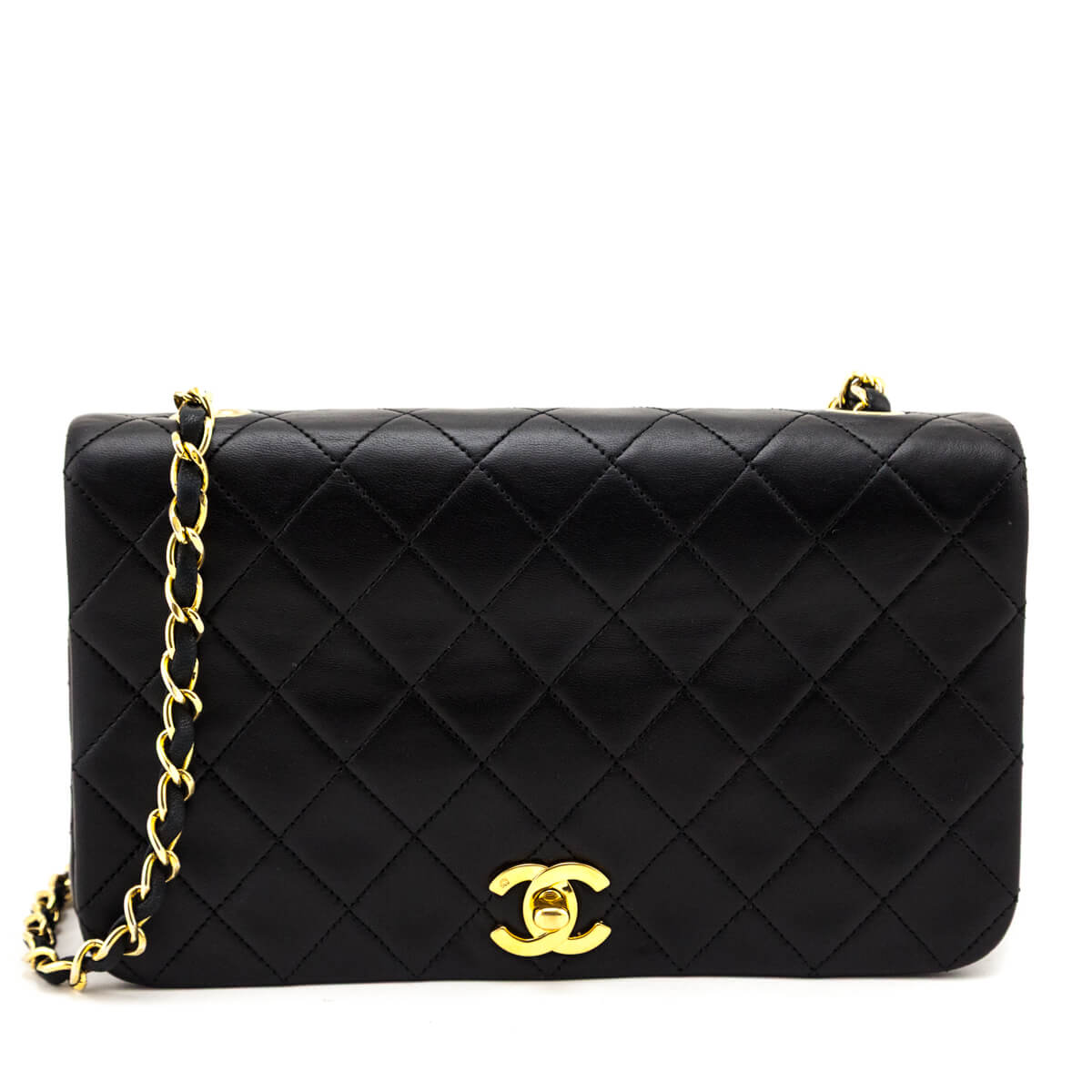 Chanel Black Lambskin Quilted Vintage Small Full Flap Crossbody Bag - Love that Bag etc - Preowned Authentic Designer Handbags & Preloved Fashions