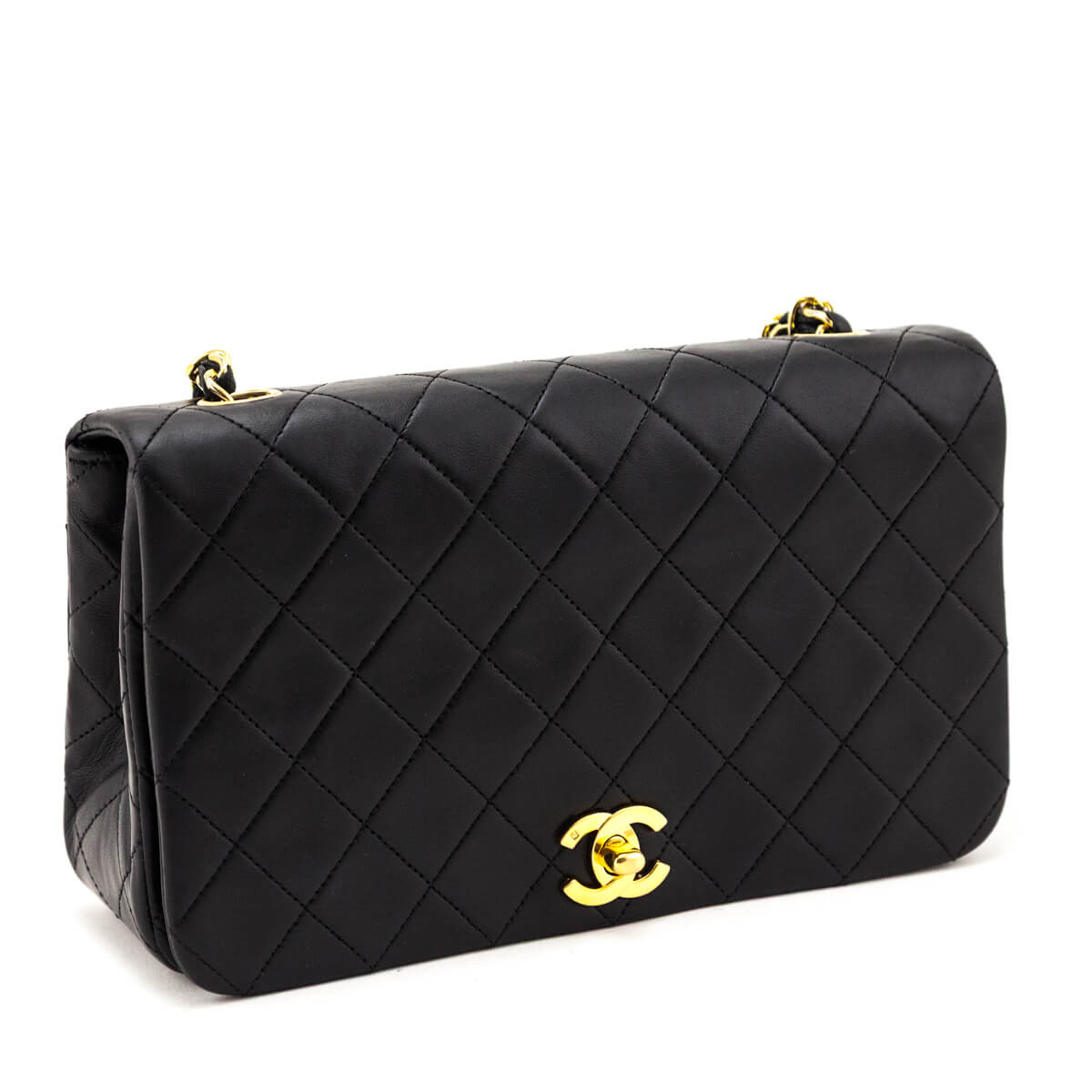 Chanel Black Lambskin Quilted Vintage Small Full Flap Crossbody Bag - Love that Bag etc - Preowned Authentic Designer Handbags & Preloved Fashions