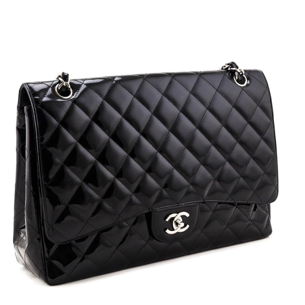 Chanel Black Patent Quilted Jumbo Single Flap - Love that Bag etc - Preowned Authentic Designer Handbags & Preloved Fashions