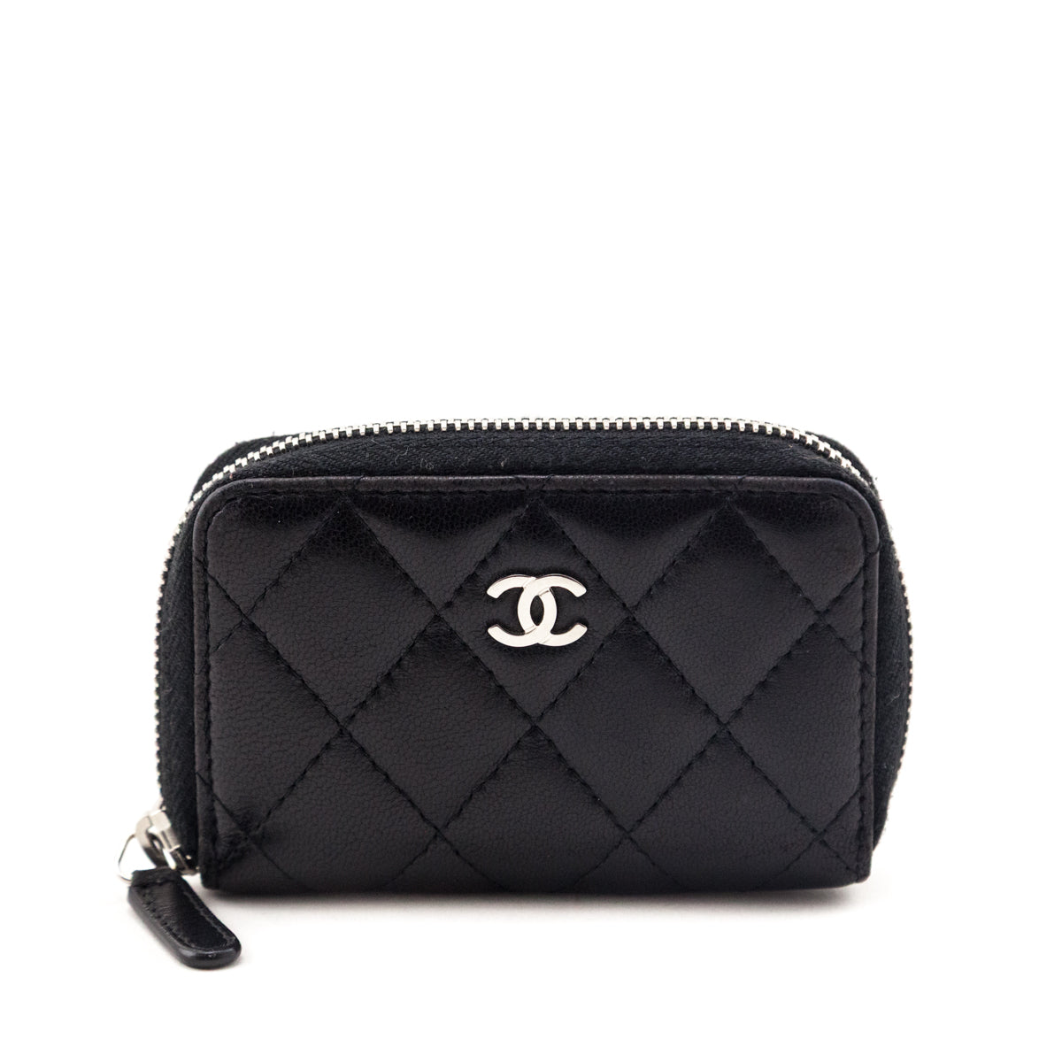 Chanel Black Quilted Lambskin Zip Around Coin Purse Wallet - Love that Bag etc - Preowned Authentic Designer Handbags & Preloved Fashions