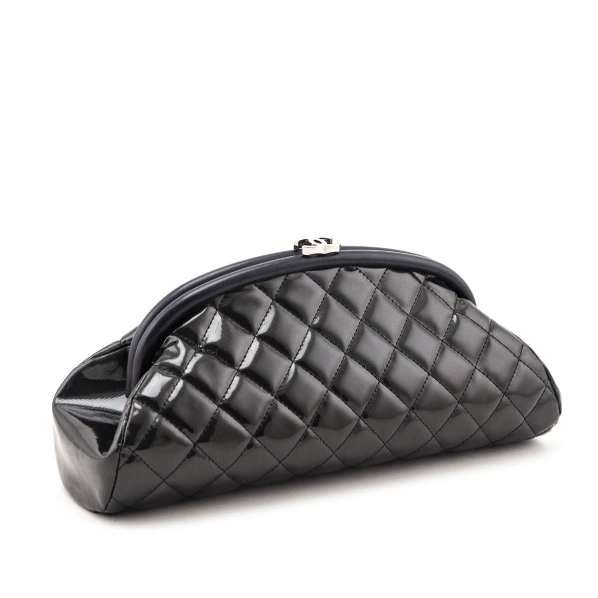 Chanel Black Striped Patent Quilted Timeless Clutch - Love that Bag etc - Preowned Authentic Designer Handbags & Preloved Fashions