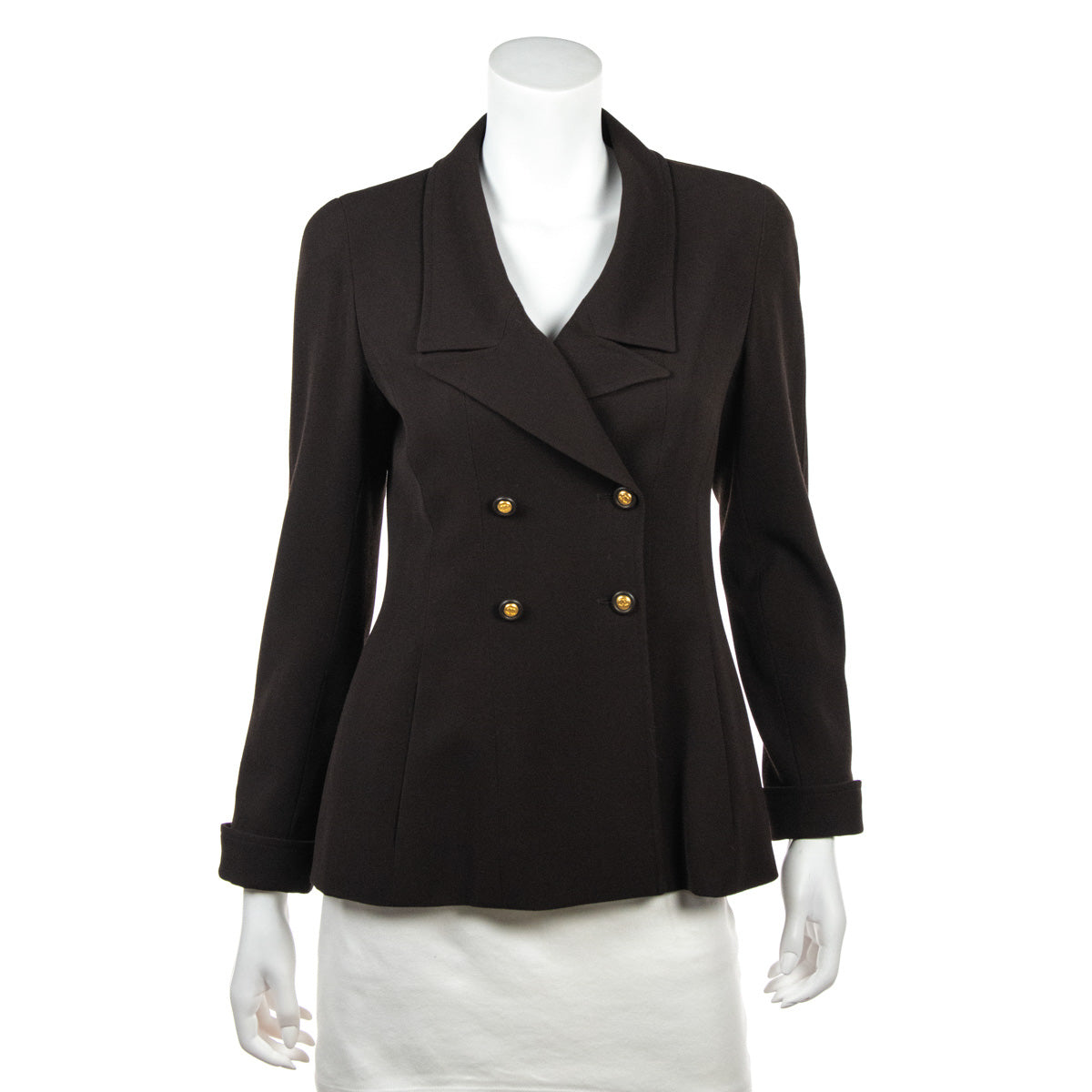 Chanel Brown Wool Crepe Jacket Size S - Love that Bag etc - Preowned Authentic Designer Handbags & Preloved Fashions