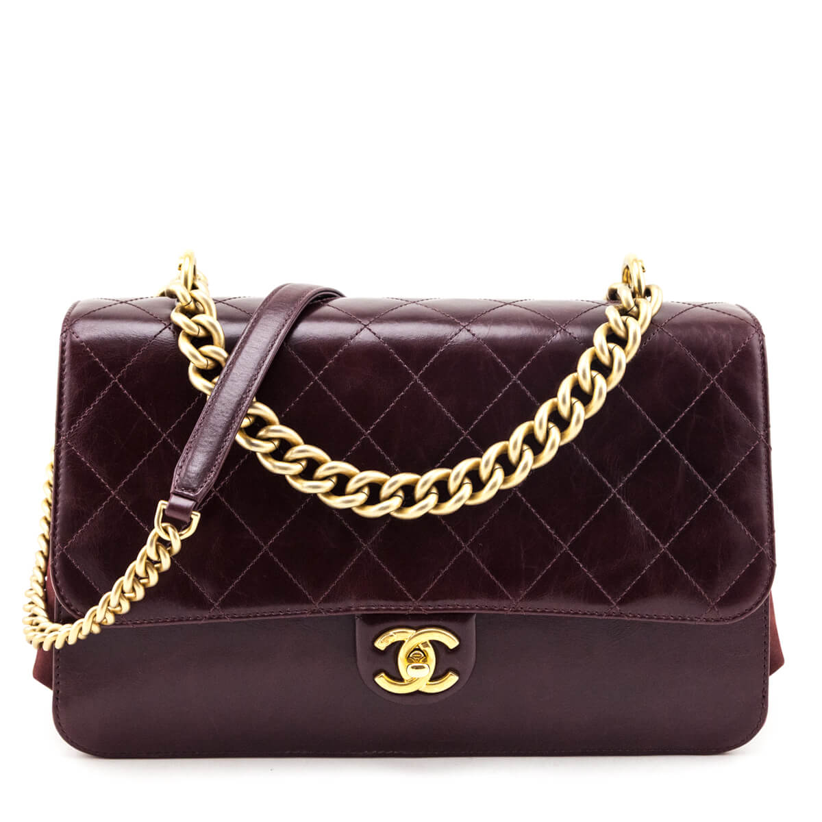 Chanel Burgundy Calfskin Quilted Small Straight Lined Flap Bag - Love that Bag etc - Preowned Authentic Designer Handbags & Preloved Fashions