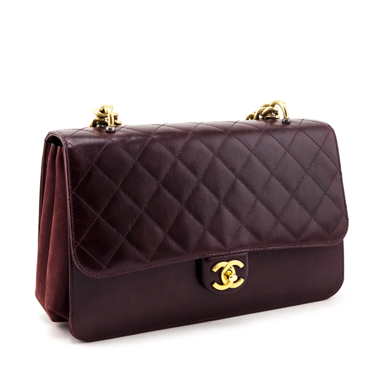Chanel Burgundy Calfskin Quilted Small Straight Lined Flap Bag - Love that Bag etc - Preowned Authentic Designer Handbags & Preloved Fashions