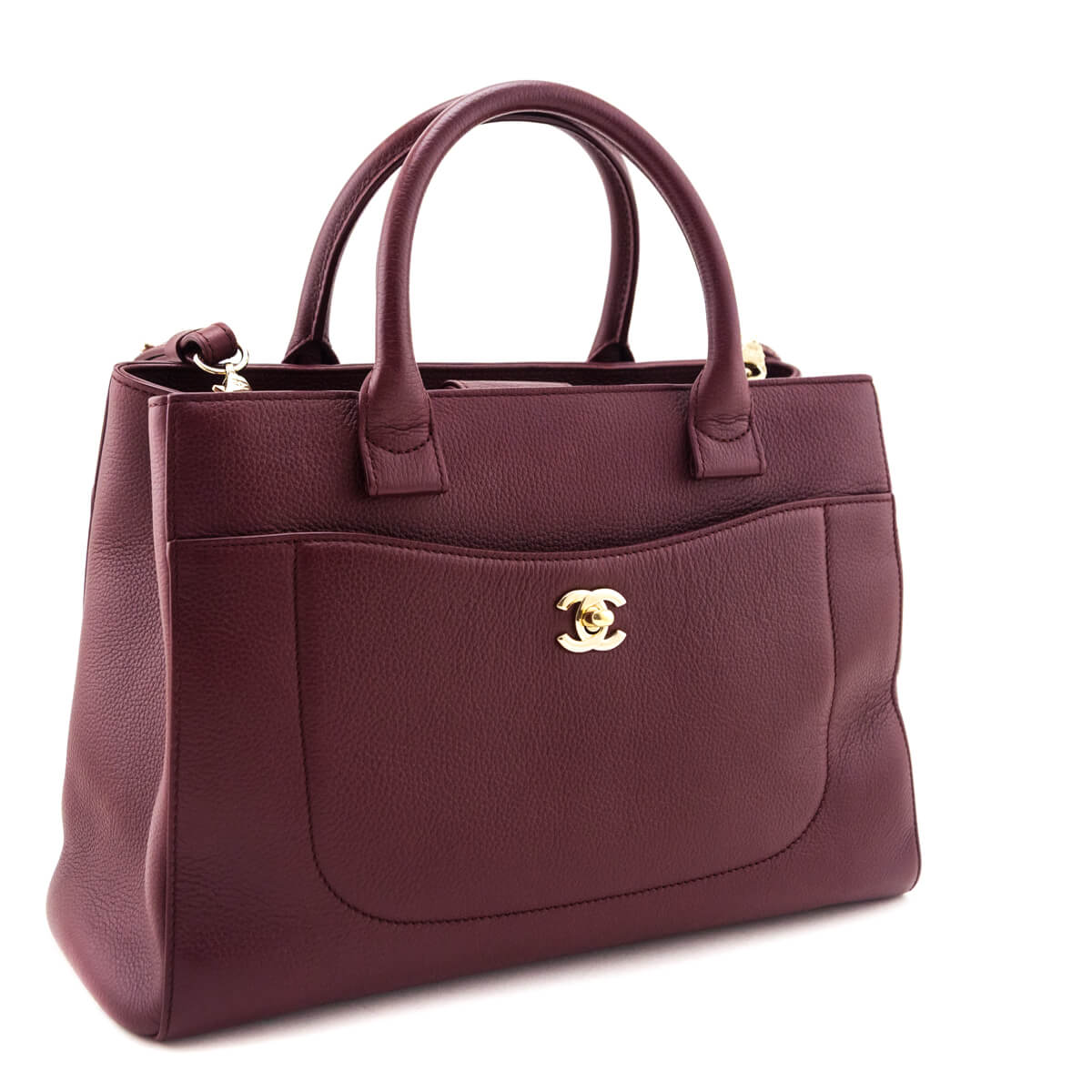 Chanel Burgundy Grained Calfskin Small Neo Executive Shopper Tote - Love that Bag etc - Preowned Authentic Designer Handbags & Preloved Fashions