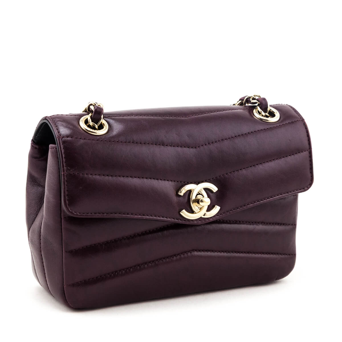 Chanel Burgundy Shiny Lambskin Quilted Small Chevron Miroir Flap Bag - Love that Bag etc - Preowned Authentic Designer Handbags & Preloved Fashions