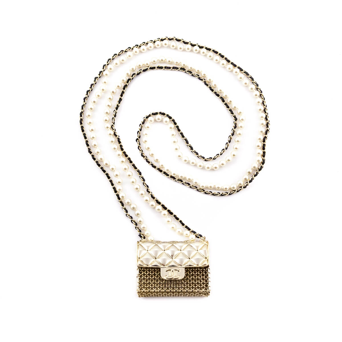 Chanel Gold-Tone & Faux Pearl Chain Flap Bag Long Necklace - Love that Bag etc - Preowned Authentic Designer Handbags & Preloved Fashions