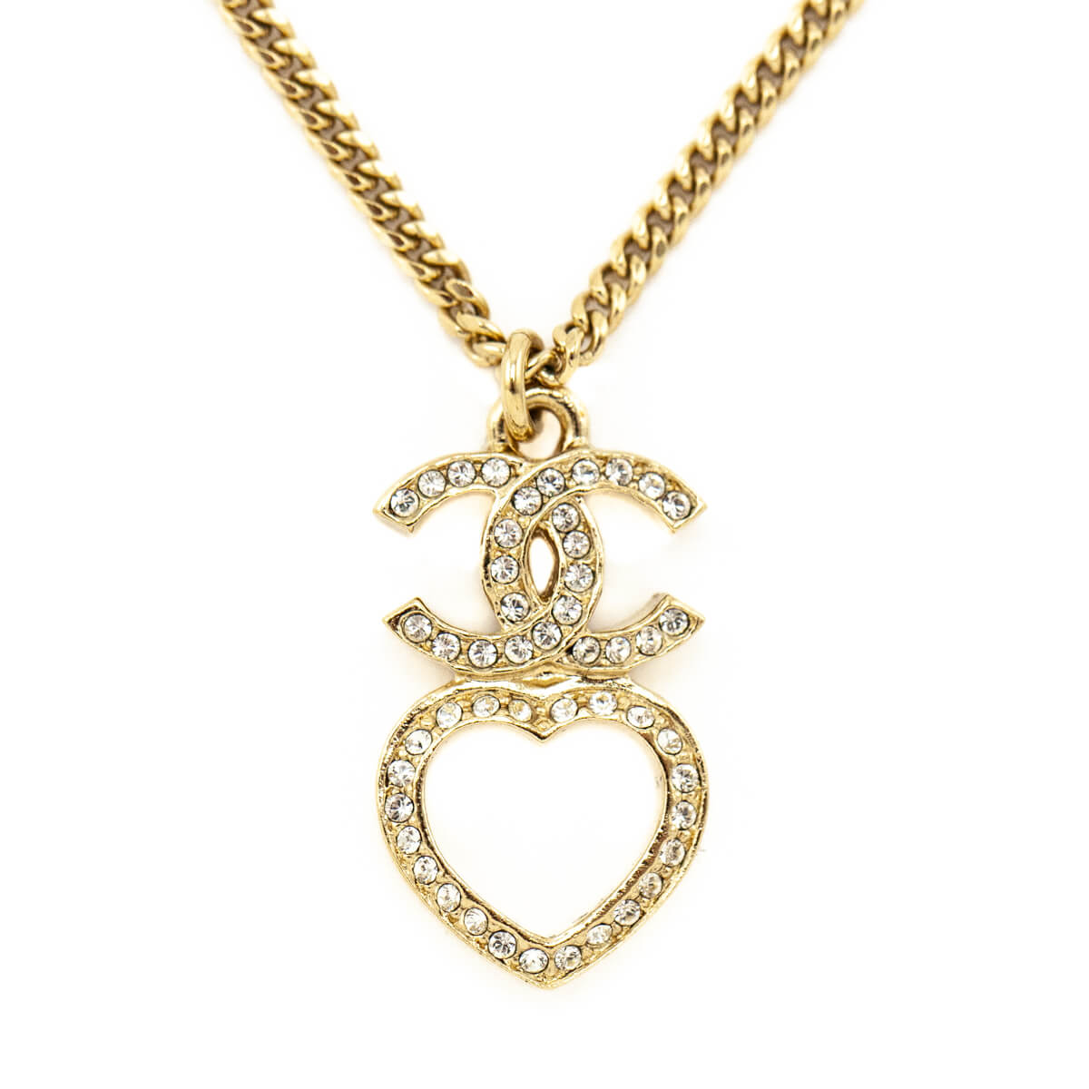 Chanel Gold & Strass CC Heart Pendant Necklace - Love that Bag etc - Preowned Authentic Designer Handbags & Preloved Fashions