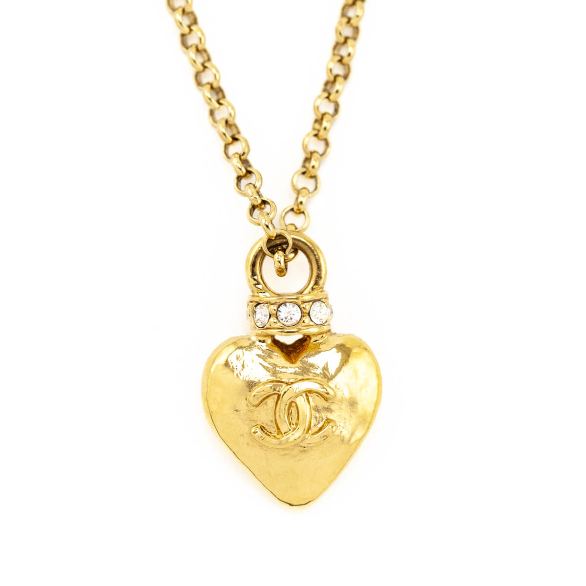 Chanel Gold Strass Heart Pendant Necklace - Love that Bag etc - Preowned Authentic Designer Handbags & Preloved Fashions