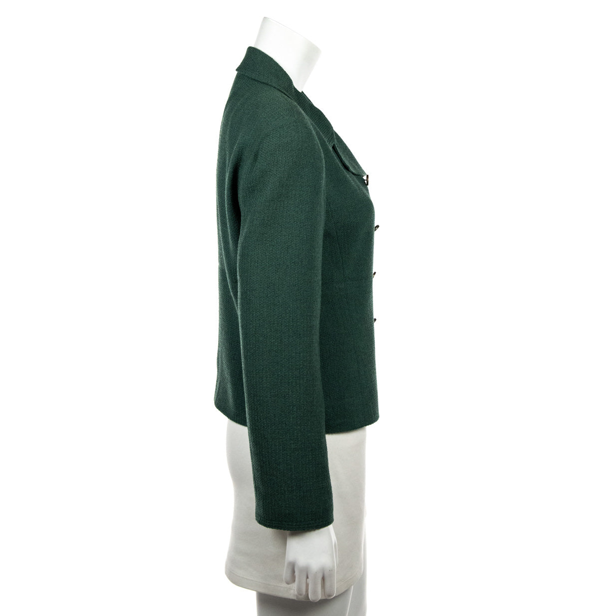 Chanel Green Tweed Vintage Double Breasted Jacket Size L | FR 42 - Love that Bag etc - Preowned Authentic Designer Handbags & Preloved Fashions