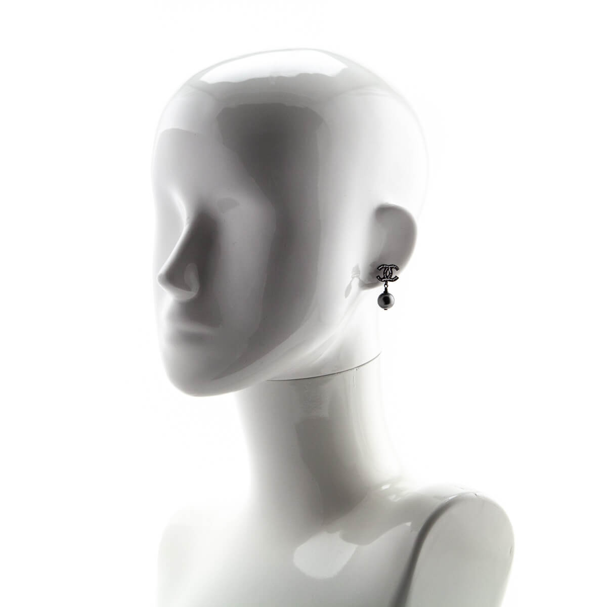 Chanel Gray Faux Pearl & Strass CC Drop Earrings - Love that Bag etc - Preowned Authentic Designer Handbags & Preloved Fashions