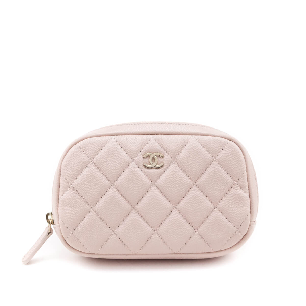 Chanel Light Pink Caviar Quilted Small Curvy Pouch Cosmetic Case - Love that Bag etc - Preowned Authentic Designer Handbags & Preloved Fashions