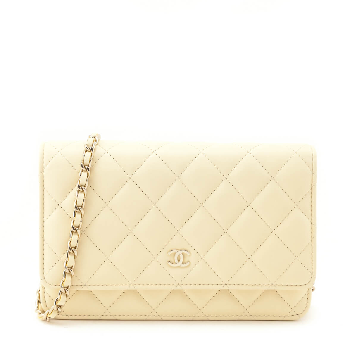 Chanel Light Yellow Lambskin Quilted Wallet On Chain - Love that Bag etc - Preowned Authentic Designer Handbags & Preloved Fashions