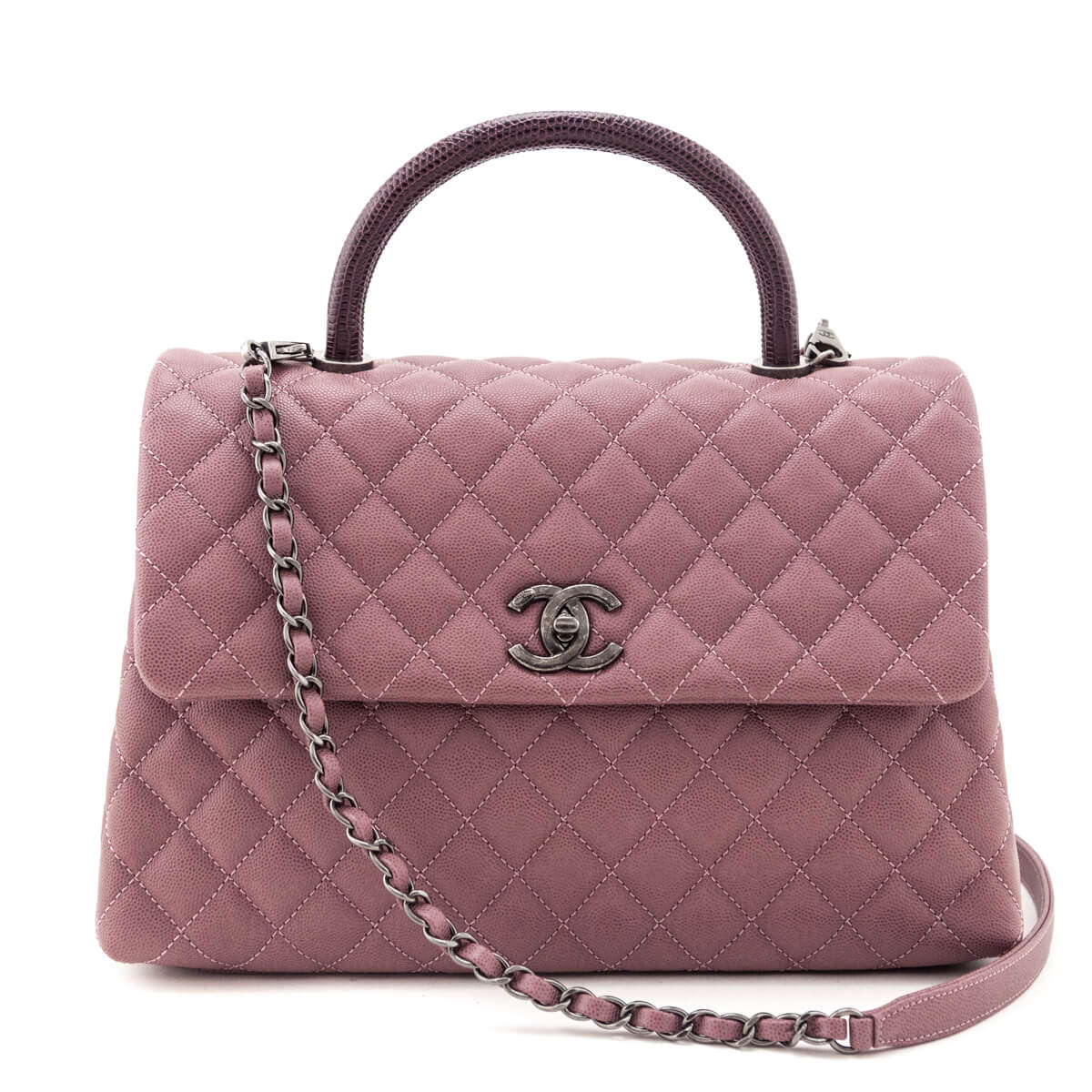 Chanel Mauve Caviar & Lizard Quilted Medium Coco Handle Flap Bag - Love that Bag etc - Preowned Authentic Designer Handbags & Preloved Fashions