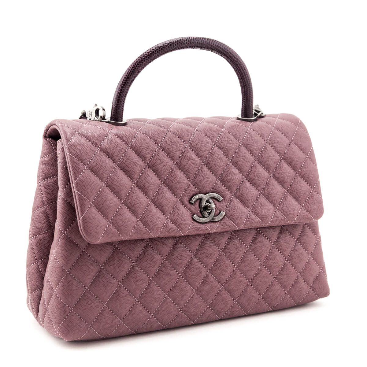 Chanel Mauve Caviar & Lizard Quilted Medium Coco Handle Flap Bag - Love that Bag etc - Preowned Authentic Designer Handbags & Preloved Fashions